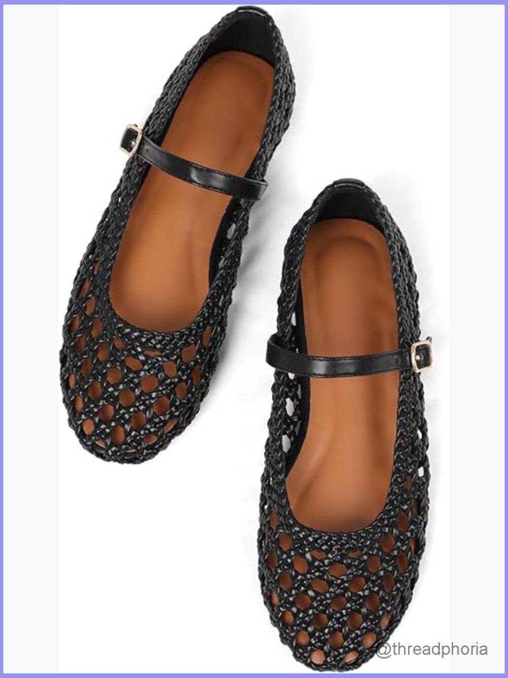 Woven Ballet Flats with Adjustable Strap Round Toe Comfortable Summer Mary Janes